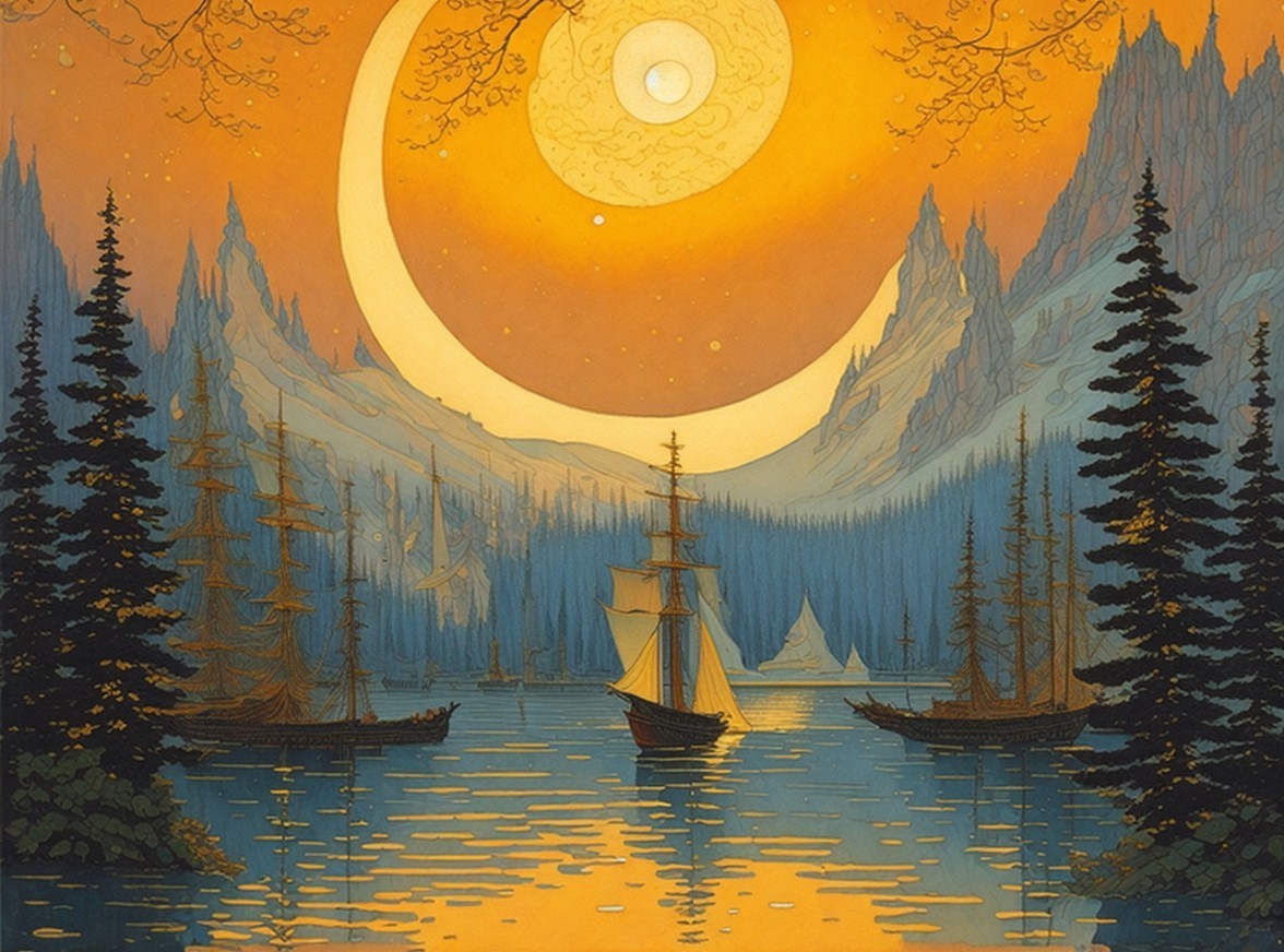 Majestic Mountains and Tranquil Lake Landscape Scene