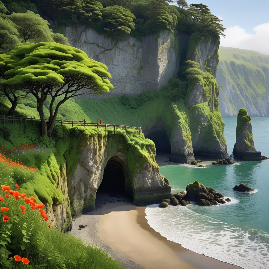 Serene Coastline with Cliffs and Turquoise Waters