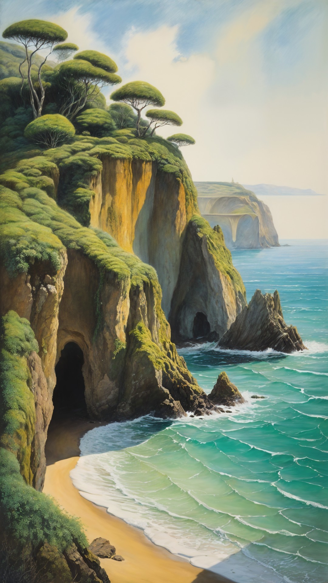 Coastal Landscape with Cliffs and Turquoise Ocean