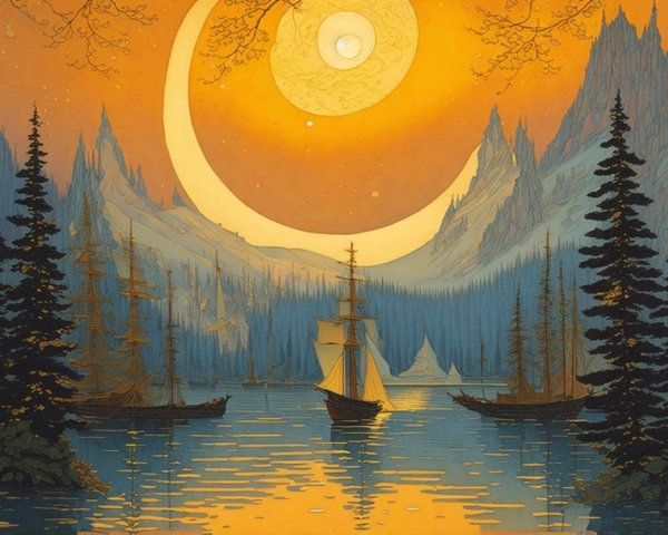 Majestic Mountains and Tranquil Lake Landscape Scene