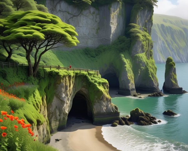 Serene Coastline with Cliffs and Turquoise Waters