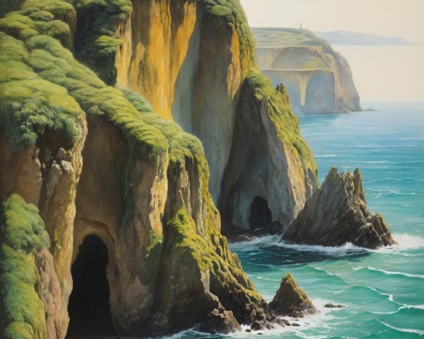 Coastal Landscape with Cliffs and Turquoise Ocean