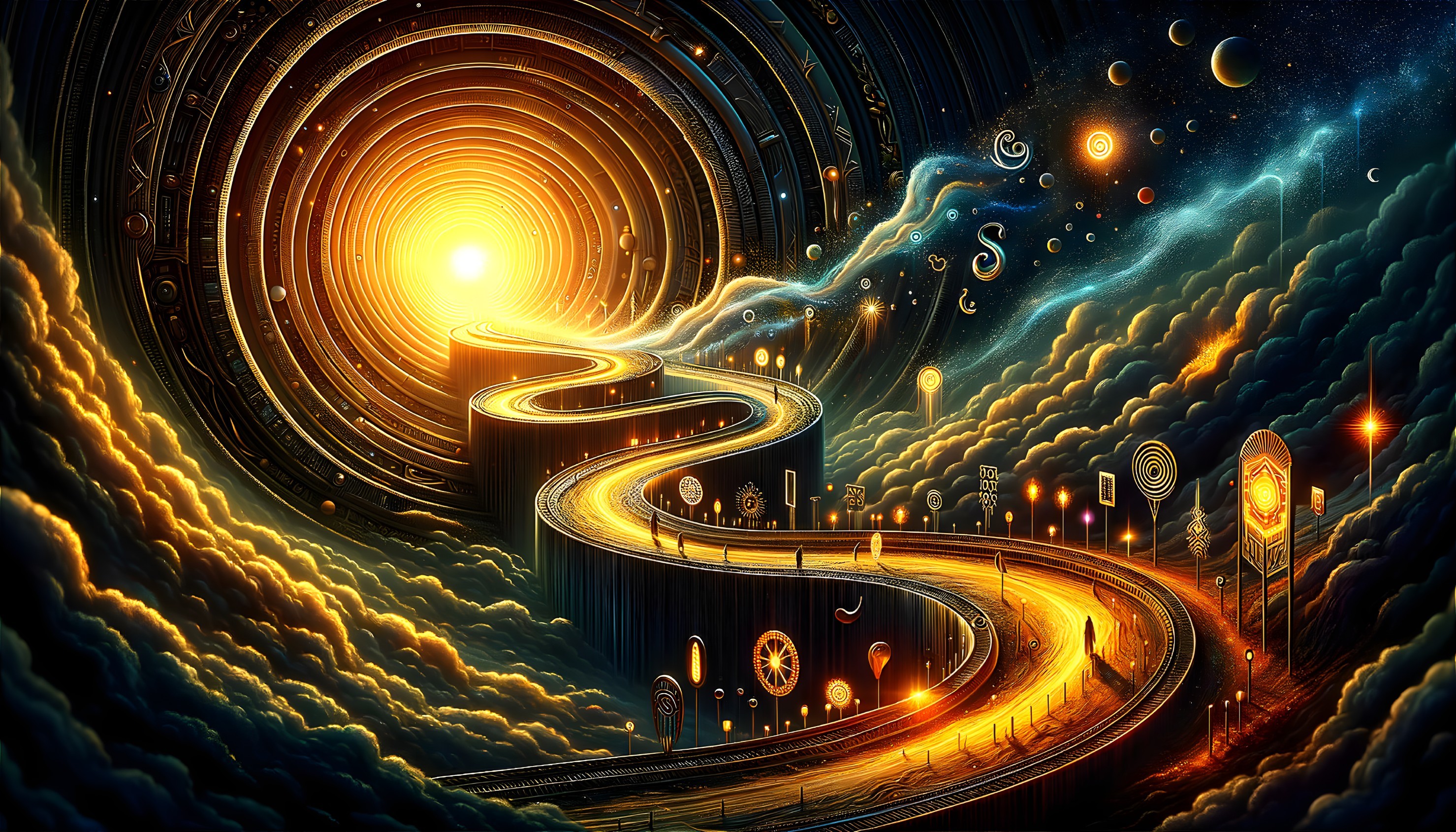 Winding Road Through Cosmic Vortex and Celestial Bodies