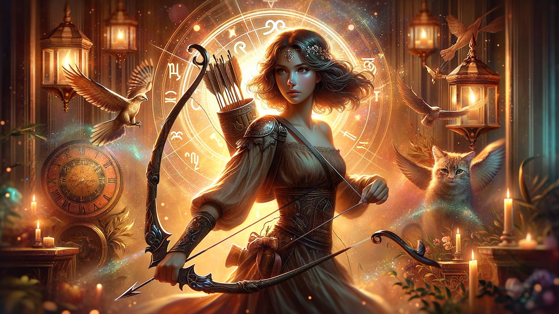 Mystical Archer in Enchanting Golden Light Scene