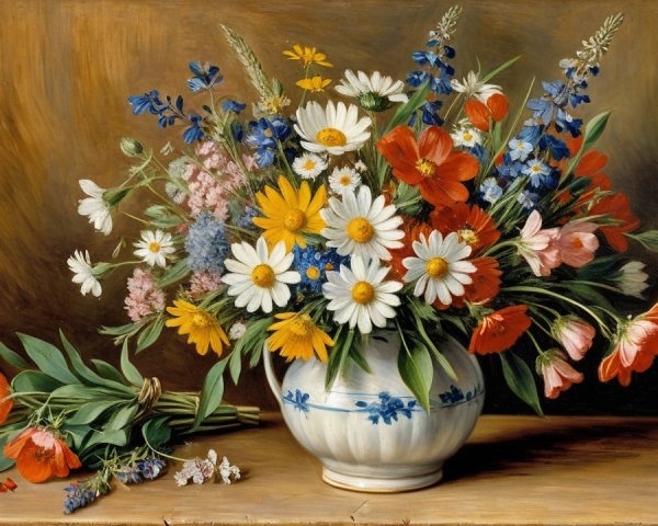 Vibrant Floral Arrangement in Classic White Vase