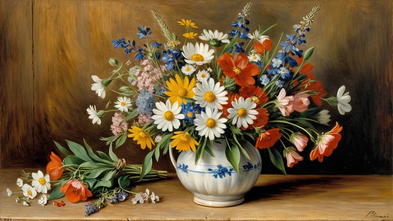 Vibrant Floral Arrangement in Classic White Vase