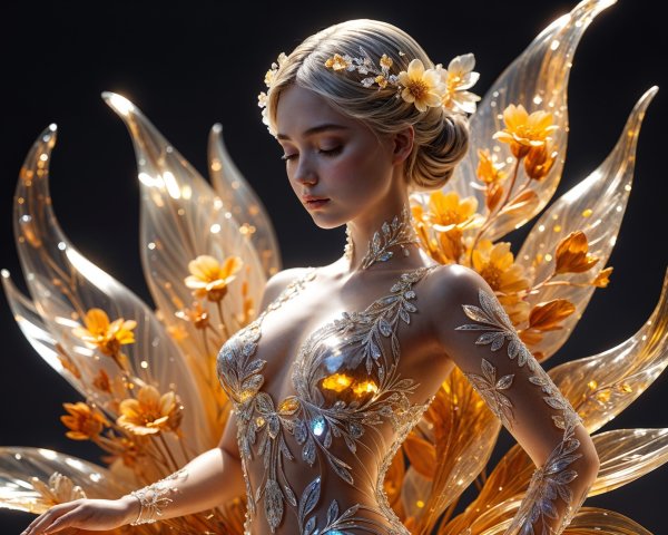 Graceful Figure in Stunning Costume with Shimmering Wings