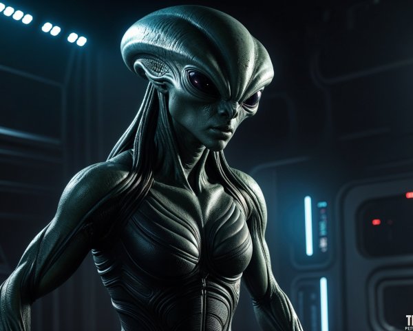 Humanoid Alien with Sleek Design in Futuristic Setting