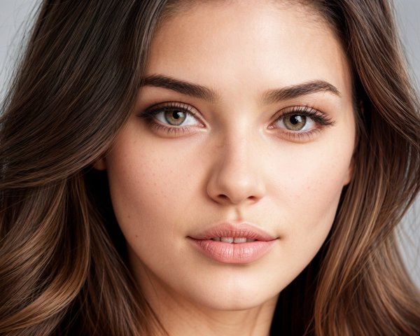 Close-Up Portrait of a Young Woman with Hazel Eyes