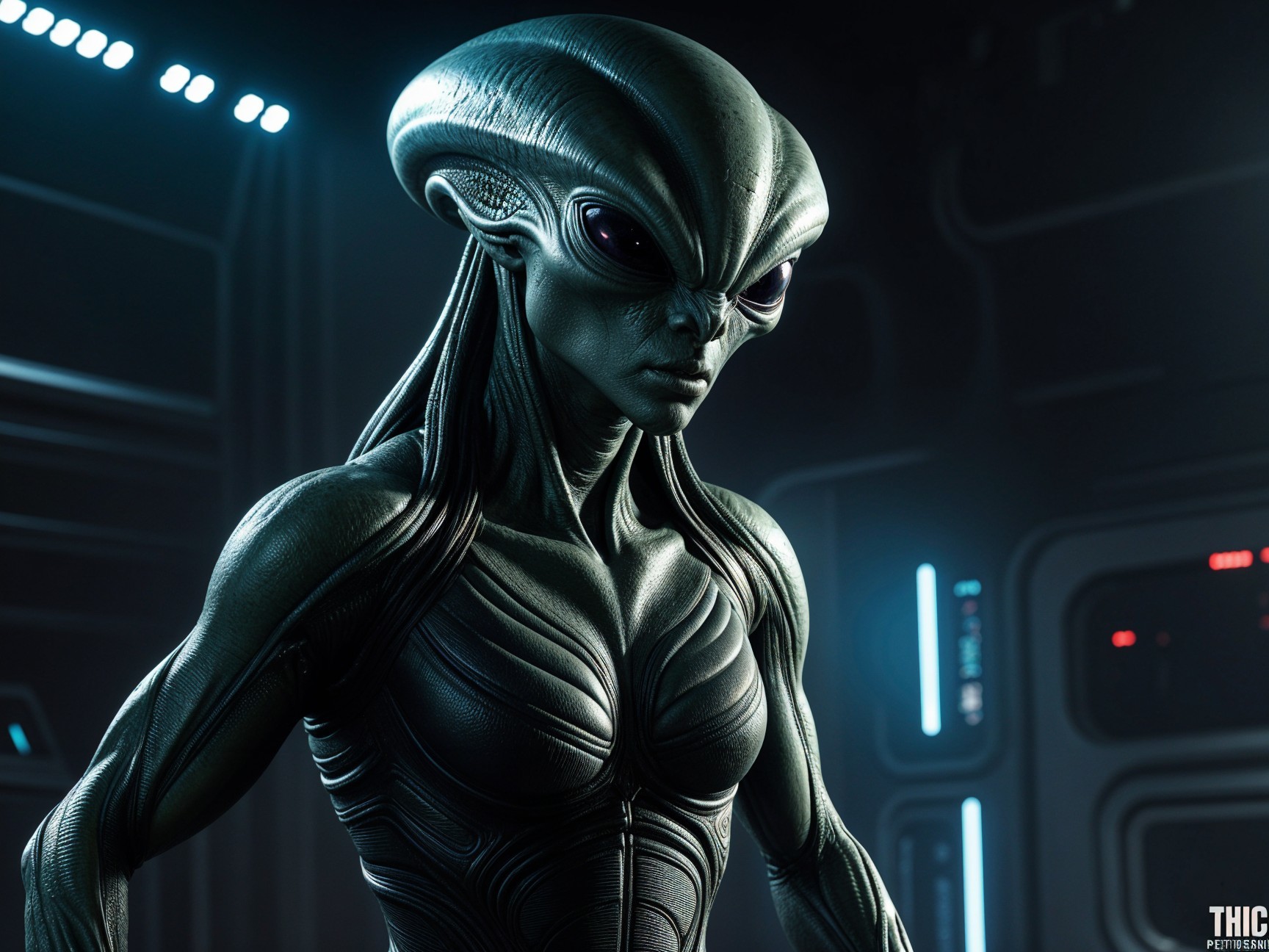 Humanoid Alien with Sleek Design in Futuristic Setting