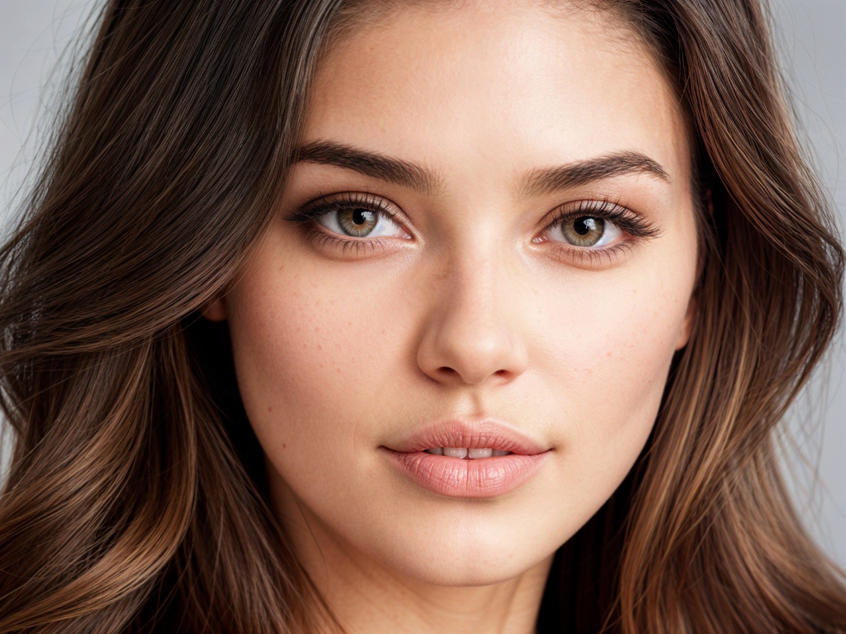 Close-Up Portrait of a Young Woman with Hazel Eyes