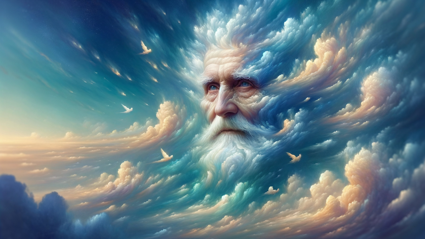 Surreal Landscape with Majestic Elderly Figure