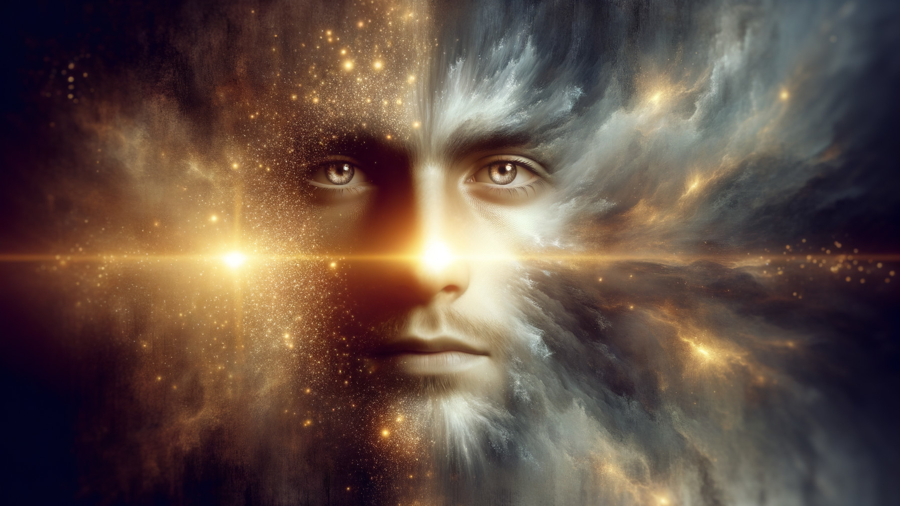 Surreal Cosmic Human Features with Stardust Elements
