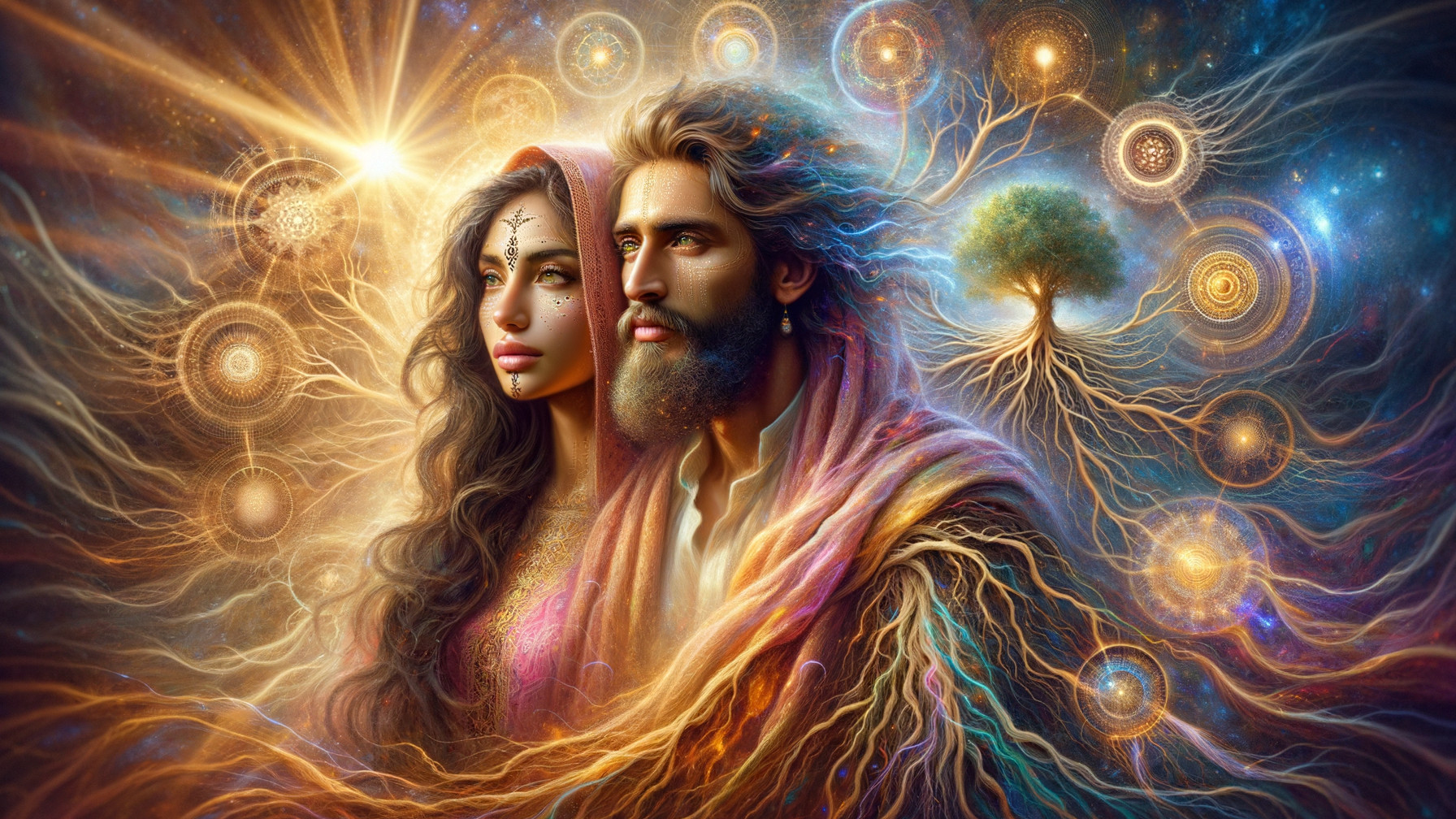 Mystical Couple Merging Energies with Cosmic Elements
