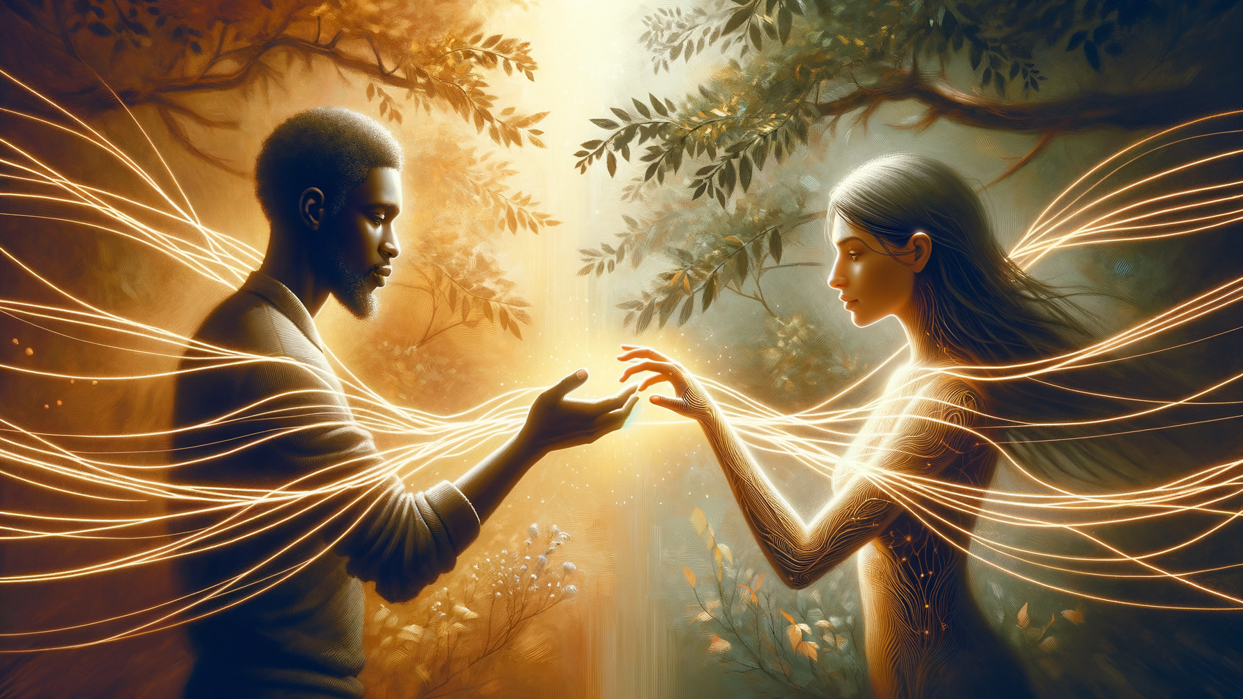 Ethereal Figures in a Mystical Forest Setting