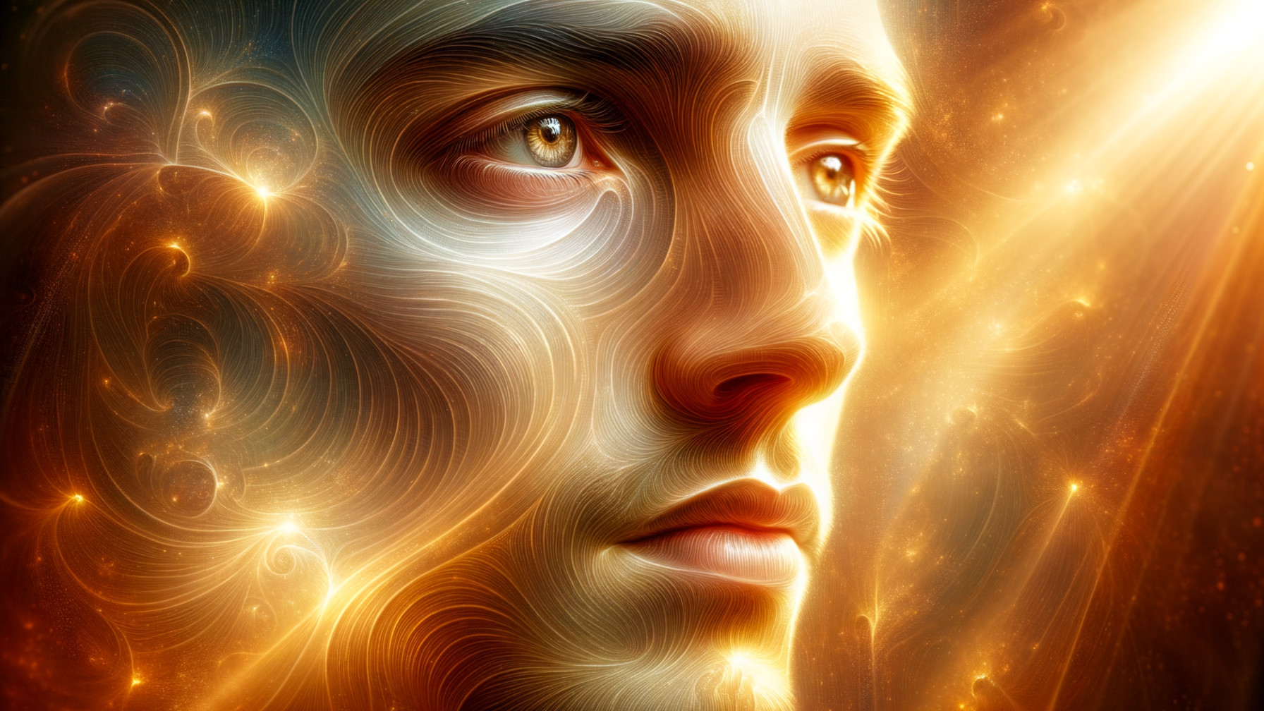 Close-Up of a Human Face with Colorful Patterns