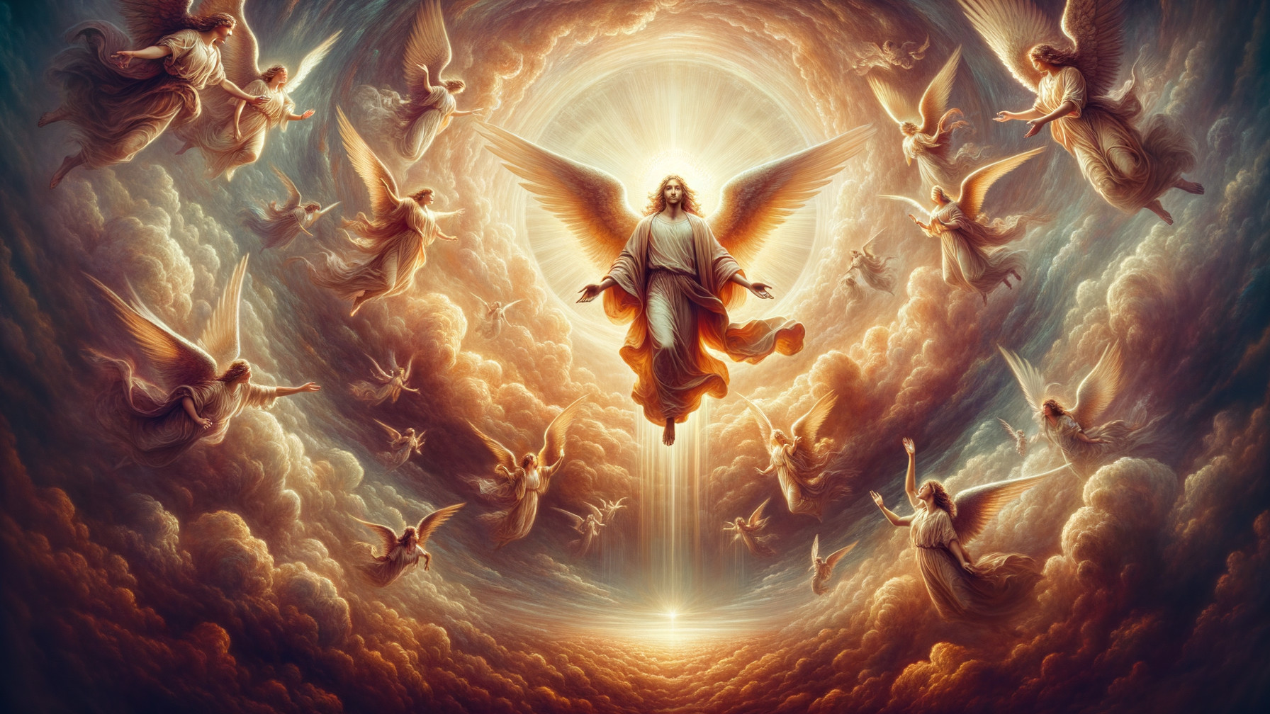 Celestial Scene with Divine Figure and Angels