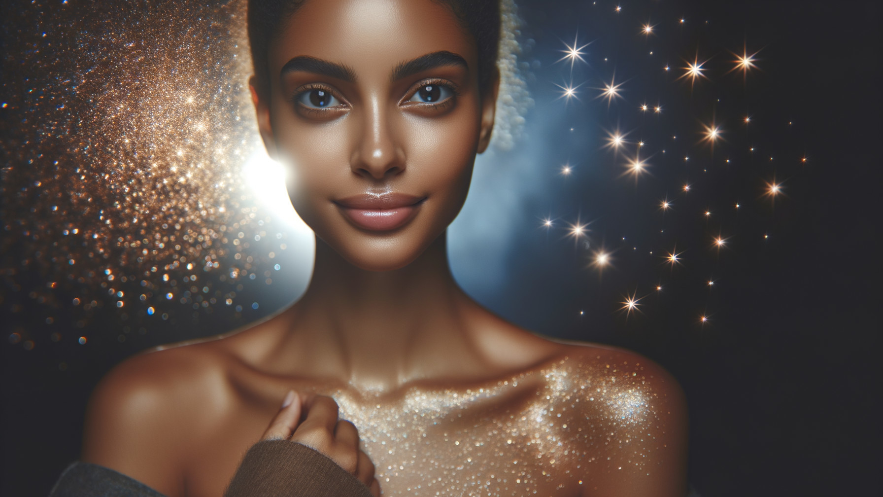 Close-up Portrait of a Woman with Glowing Skin