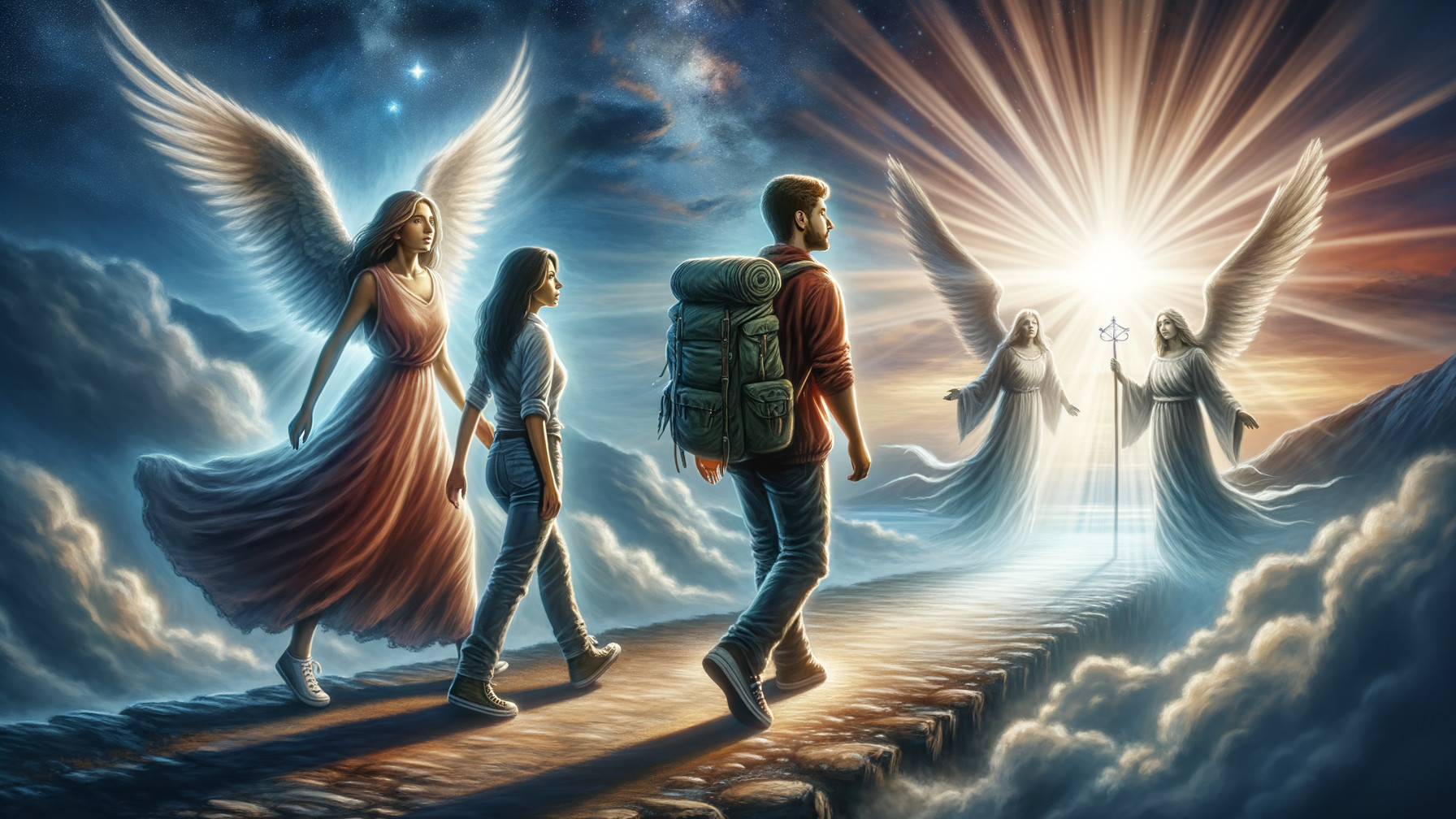 Celestial Landscape with Travelers and Guiding Angels