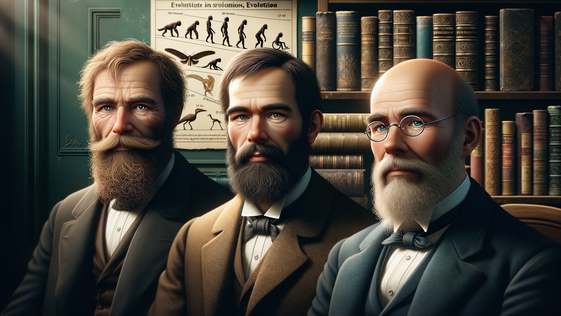 Three Bearded Gentlemen in 19th-Century Attire