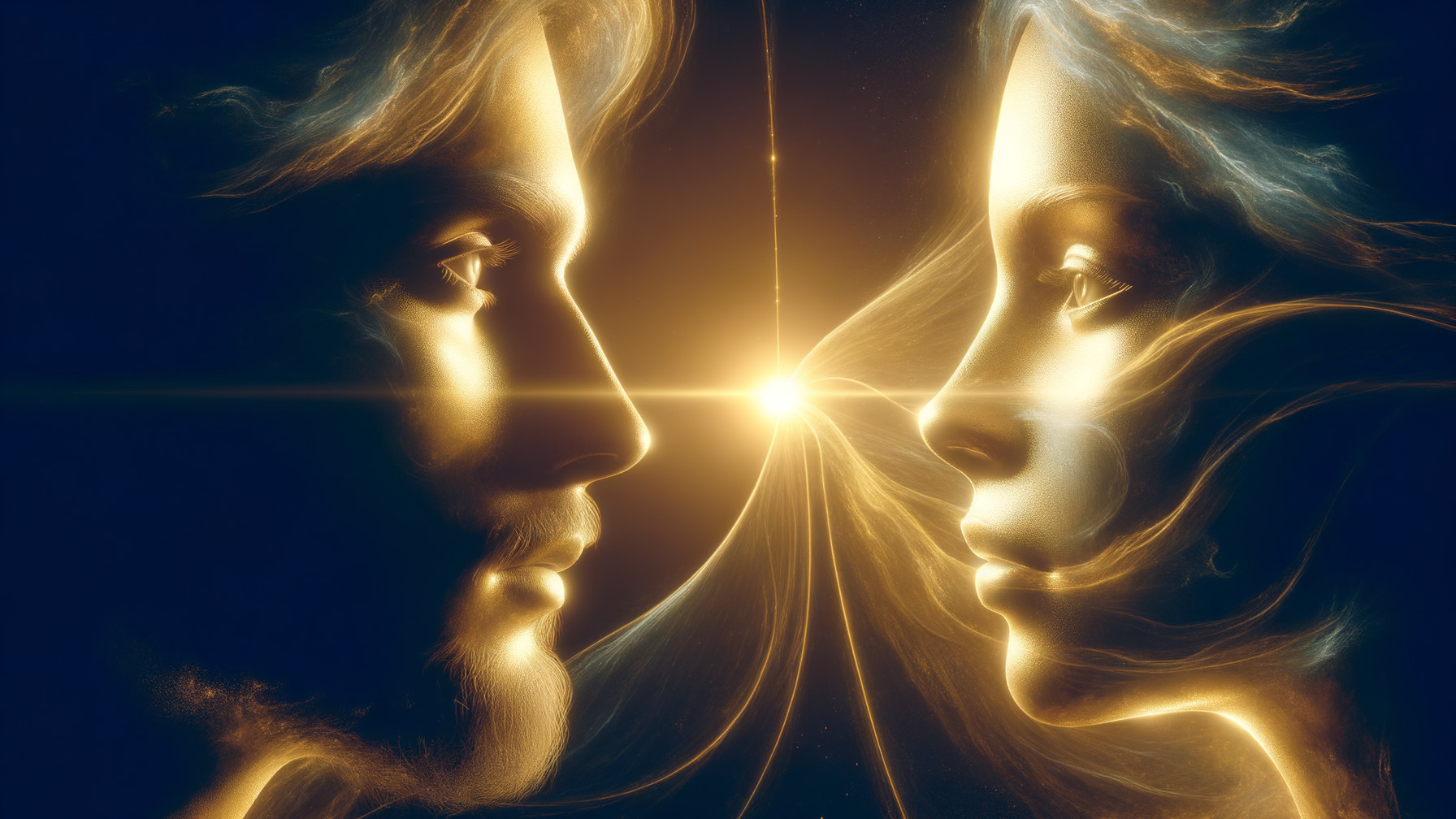 Ethereal Faces in Golden Light with Otherworldly Atmosphere