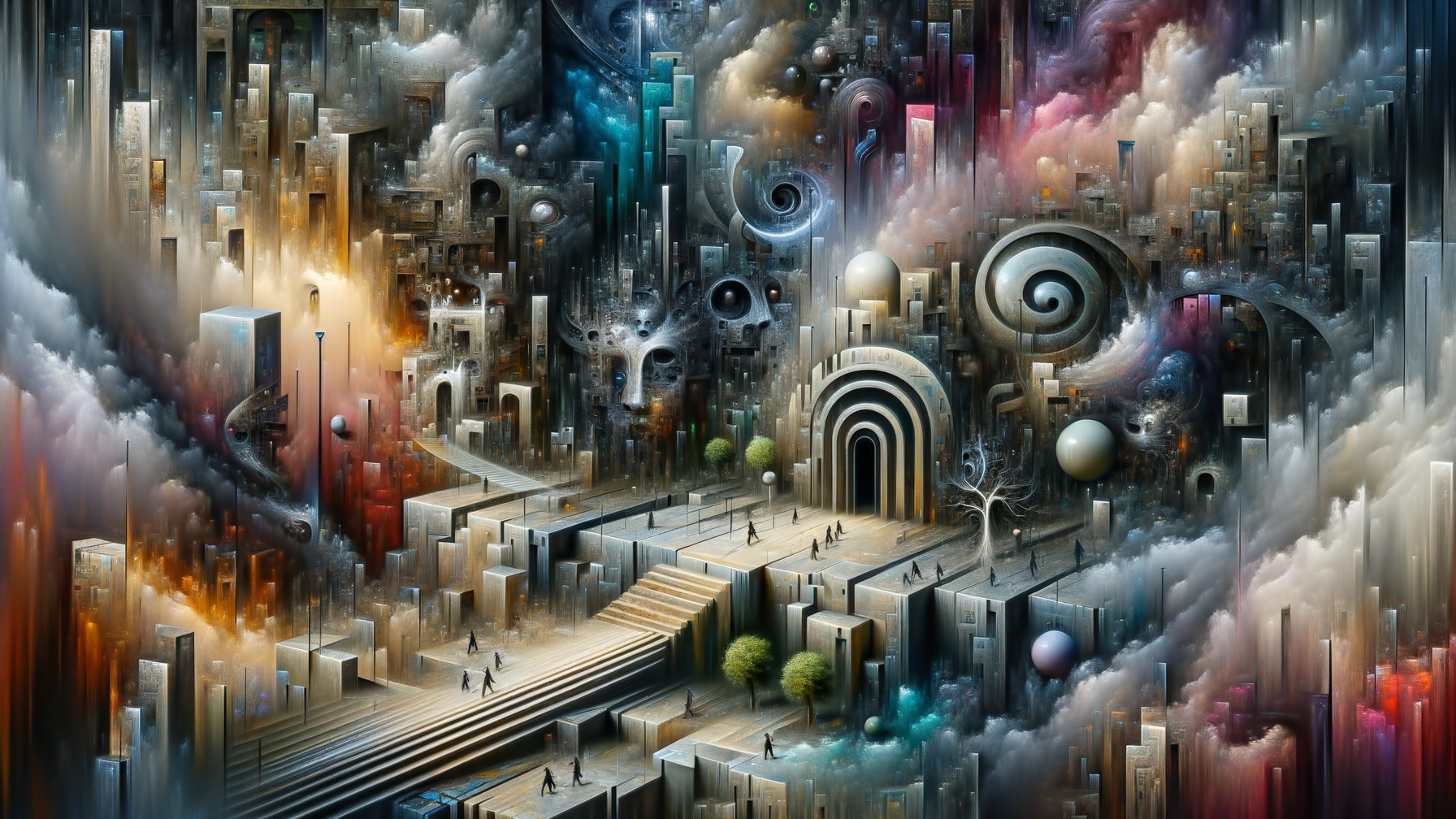 Surreal Dreamlike Cityscape with Intricate Structures