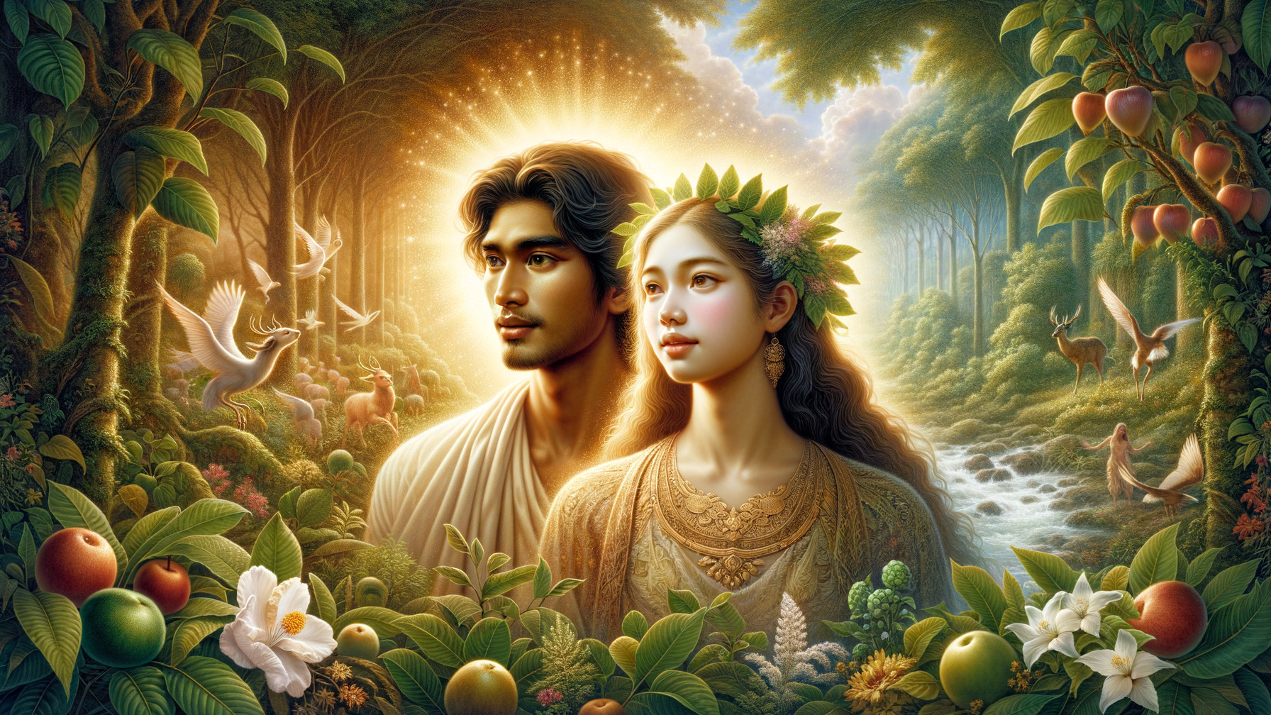 Serene Landscape with Figures Amidst Vibrant Foliage