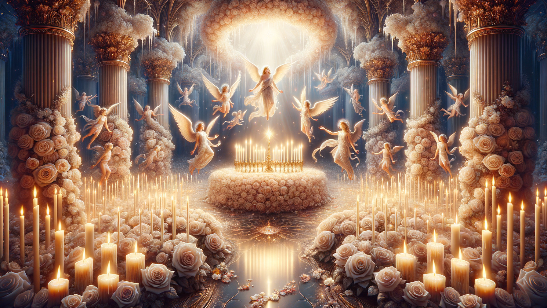 Heavenly Scene with Angels and Ethereal Atmosphere