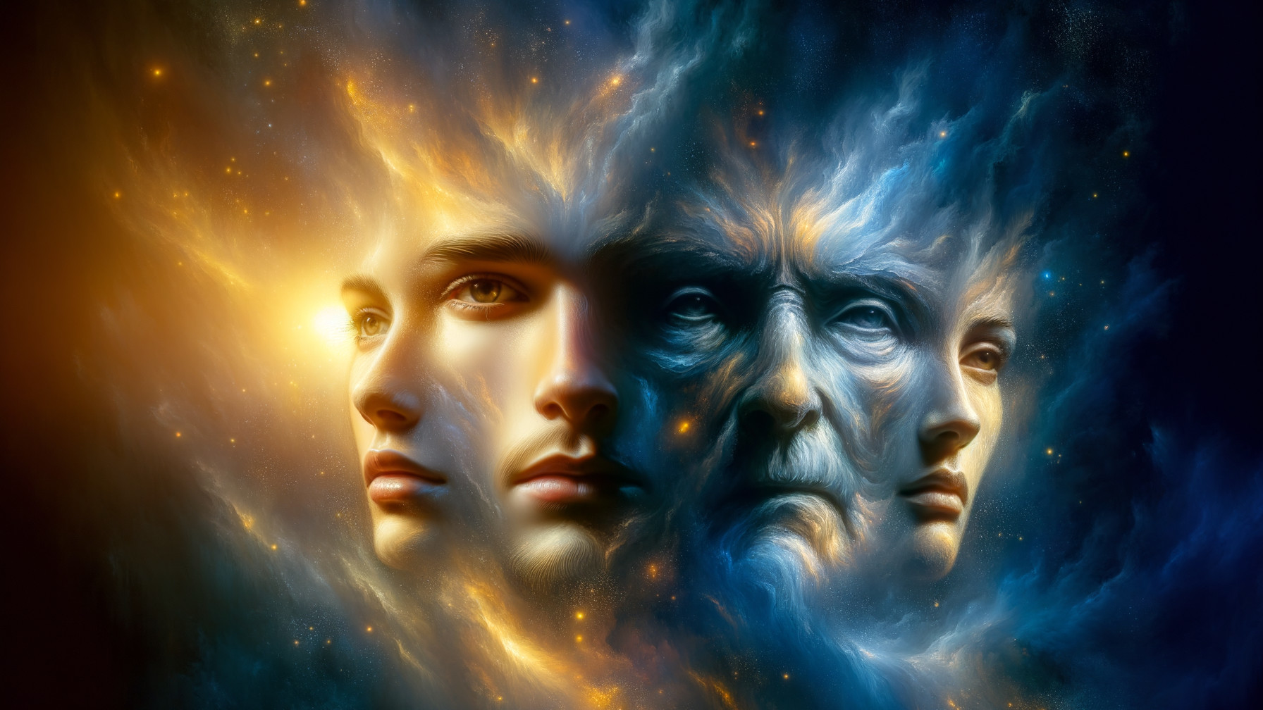 Three Faces Representing the Passage of Time