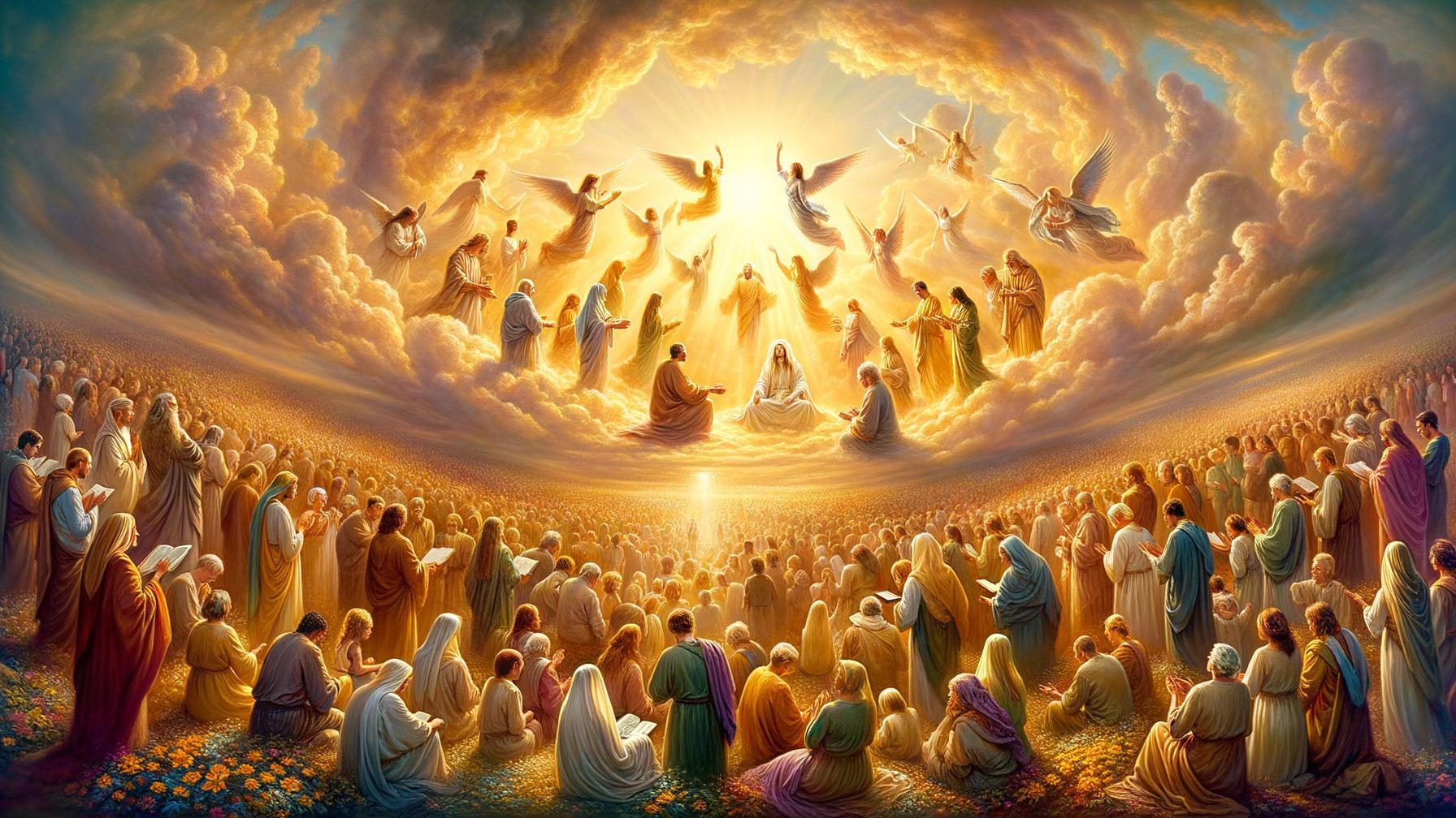 Celestial Scene with Ethereal Figures and Angels