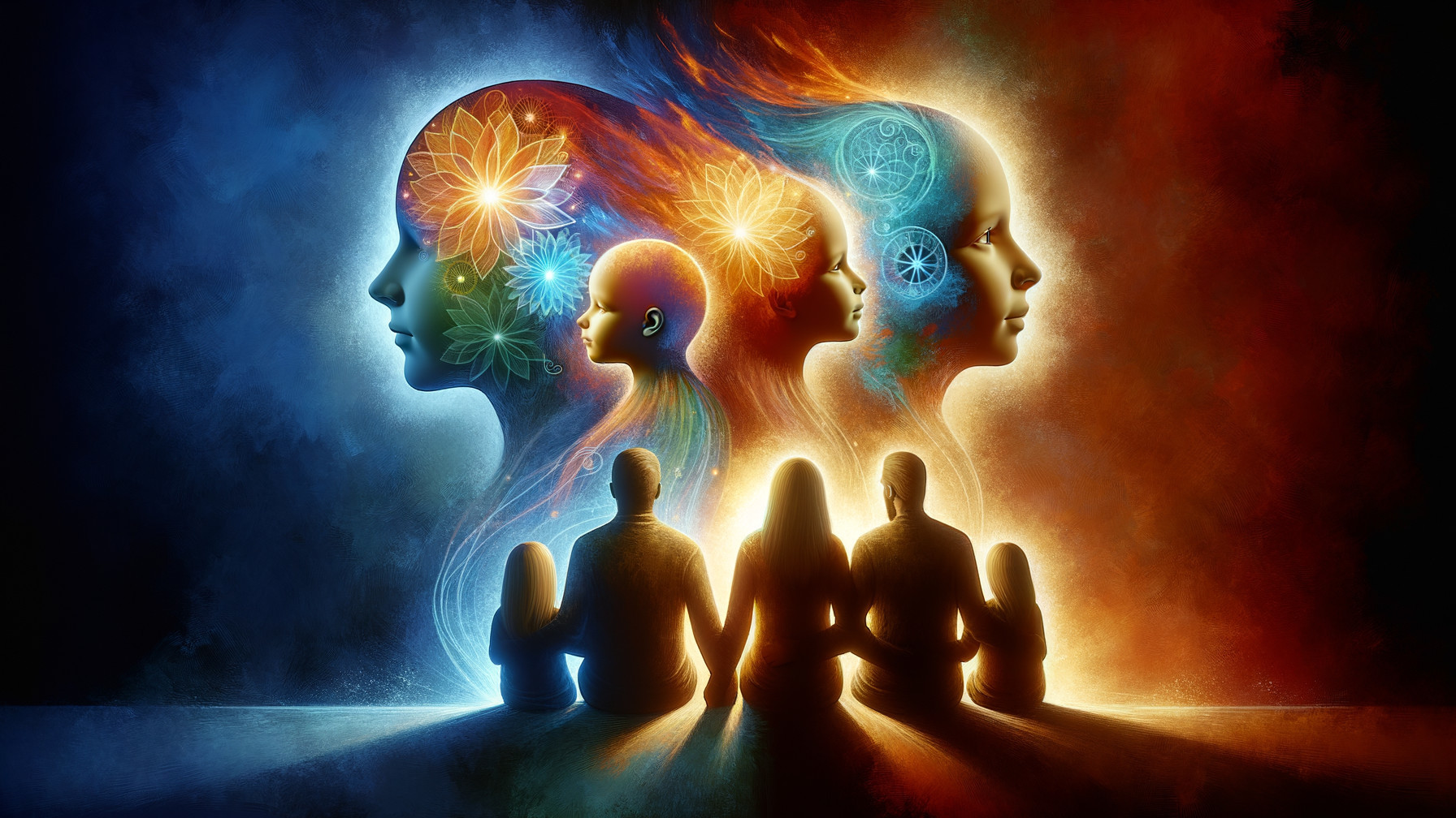 Abstract Representation of Human Heads in Blue and Orange