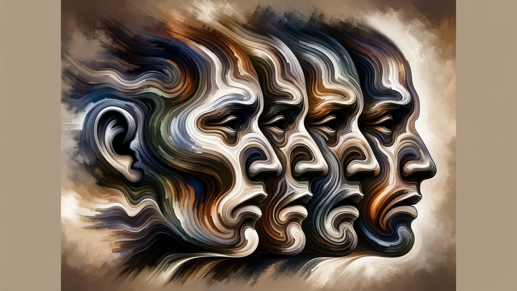 Abstract Representation of Three Human Profiles