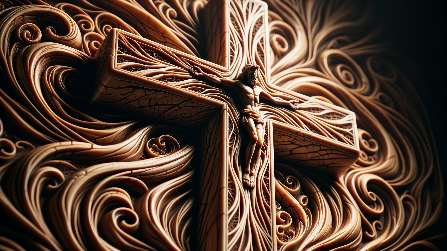 Ornate Digital Photograph of a Monochromatic Crucifix