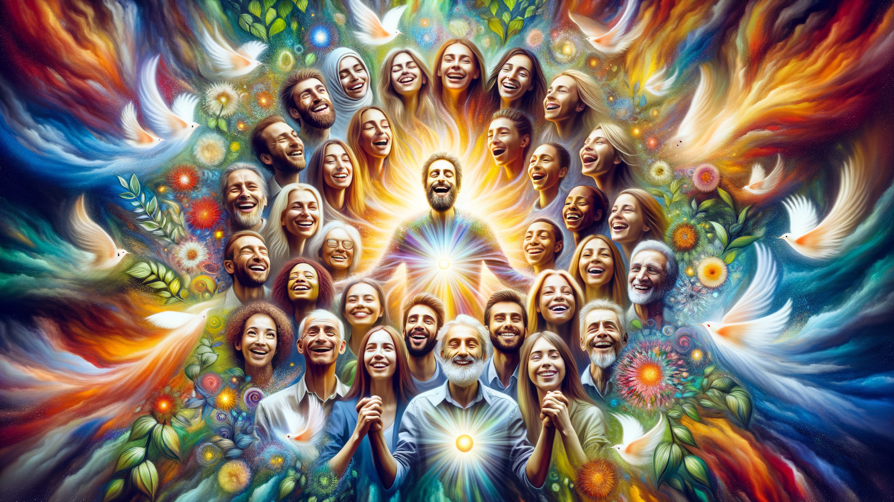 Kaleidoscopic Mural Celebrating Unity and Positivity