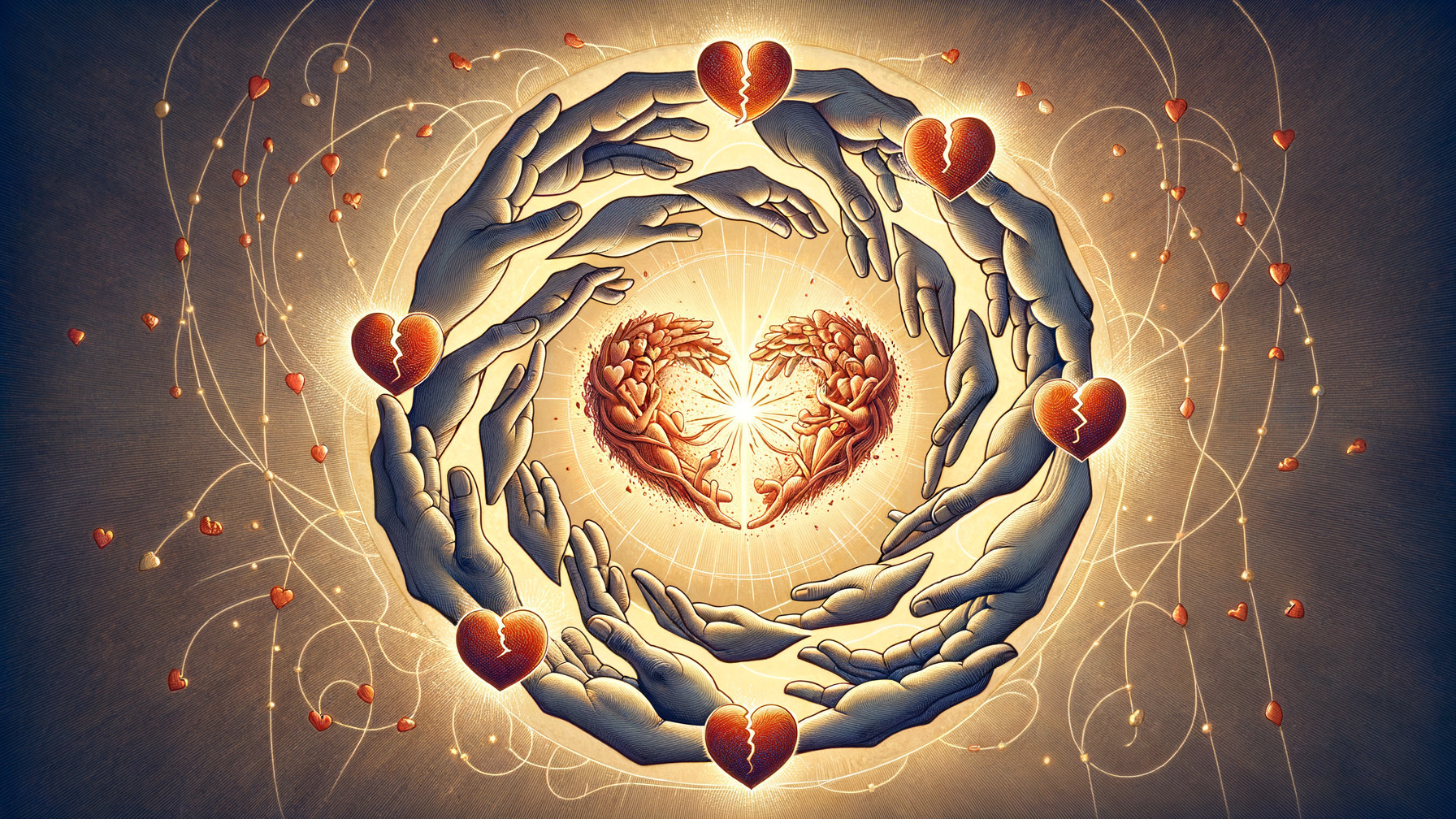 Intricate Hands Forming a Heart in Circular Design