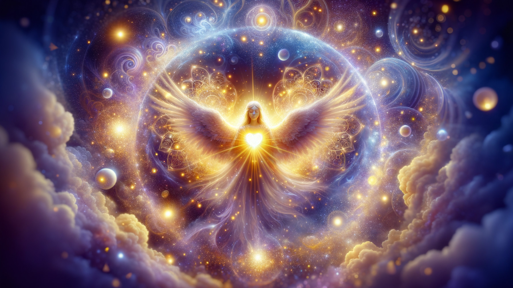Celestial Figure with Wings in Cosmic Space