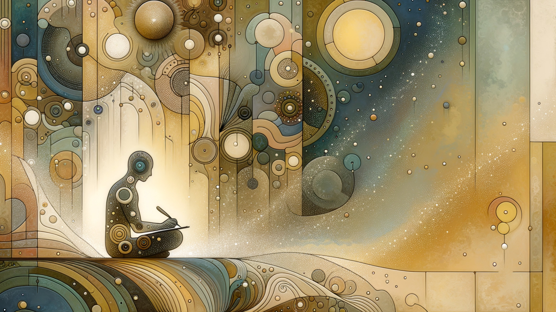 Abstract Meditative Scene with Cosmic Patterns