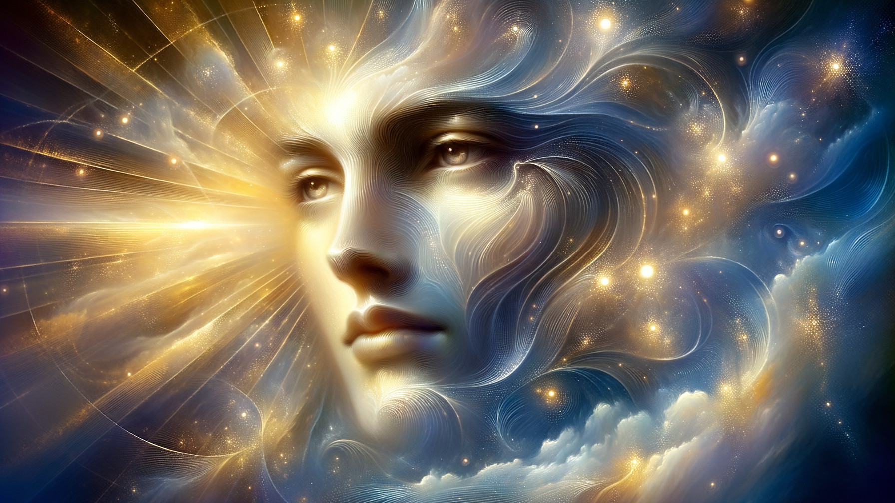 Surreal Face in Cosmic Background with Luminous Details