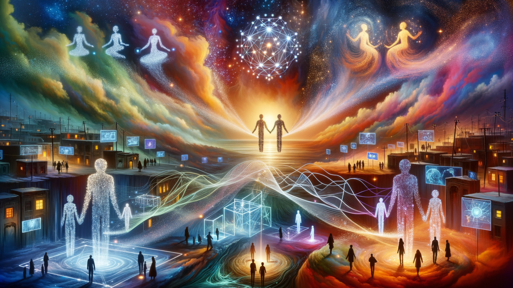 Surreal Landscape of Light Figures and Cosmic Elements