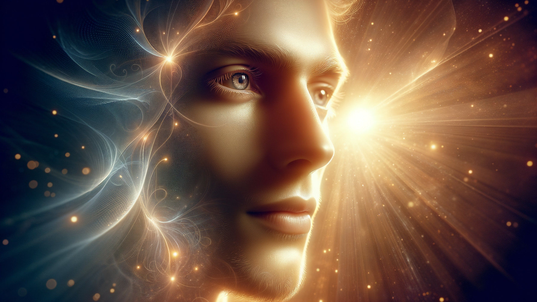 Close-Up of a Contemplative Male Face in Warm Light