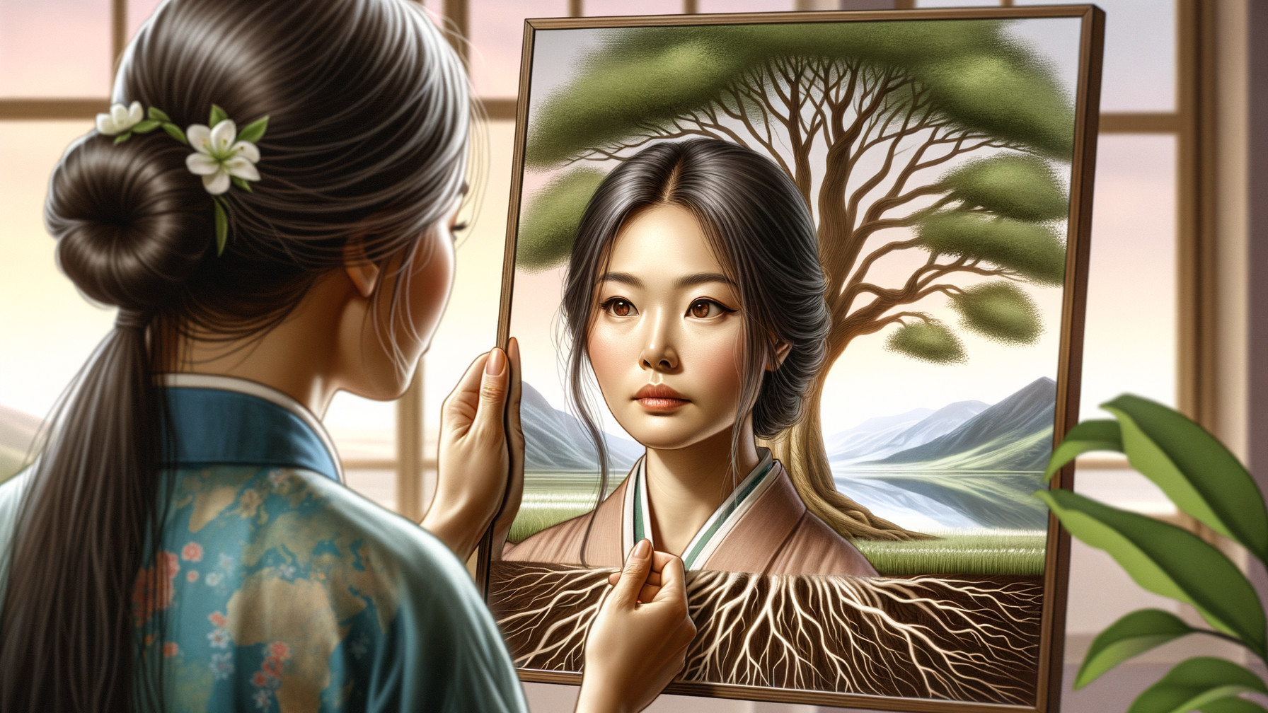 Portrait of a Young Woman in Traditional Attire