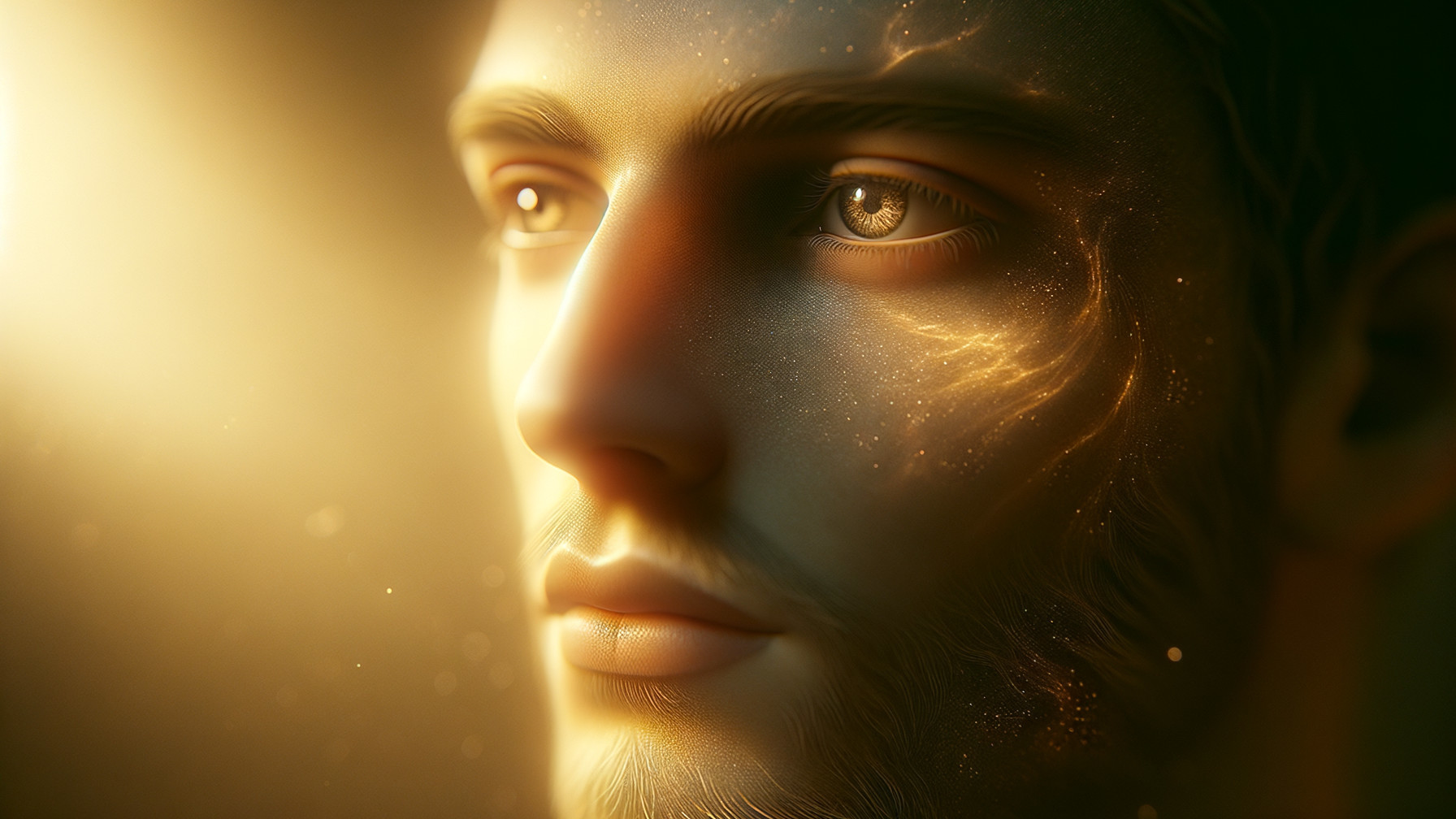 Close-Up of a Serene, Stylized Face with Glow