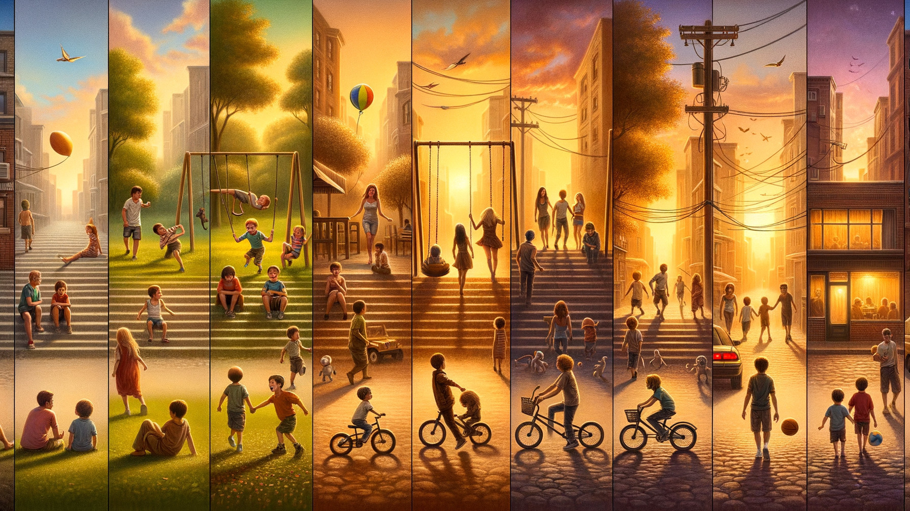 Vibrant Mural Showcasing Joyful Childhood Scenes