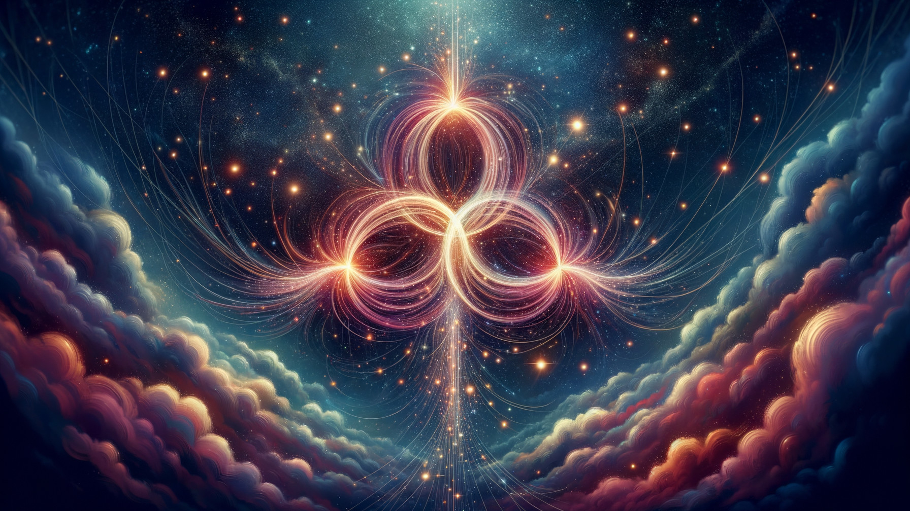 Cosmic Scene with Swirling Clouds and Stars