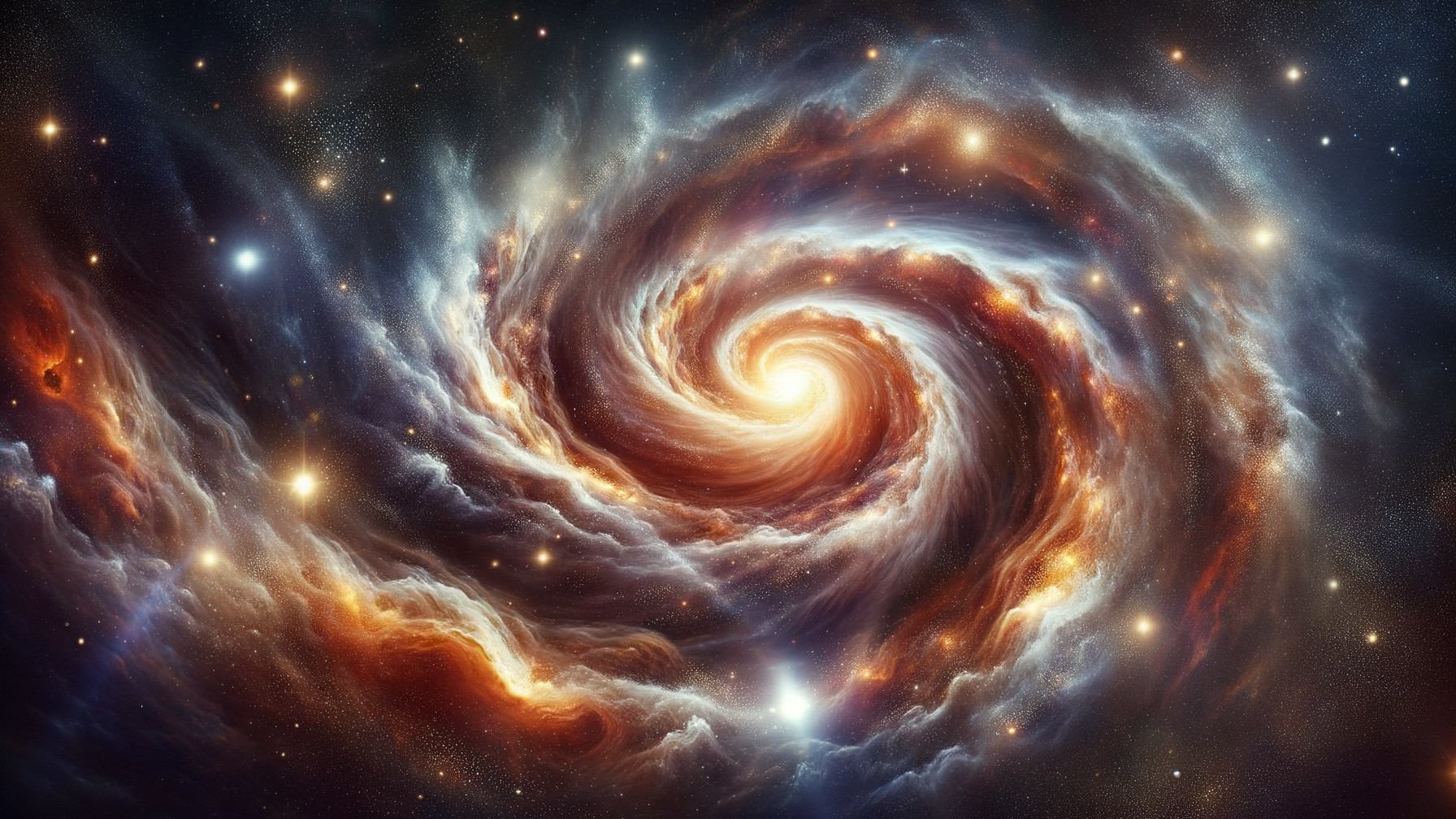 Vibrant Cosmic Scene of a Swirling Galaxy with Stars