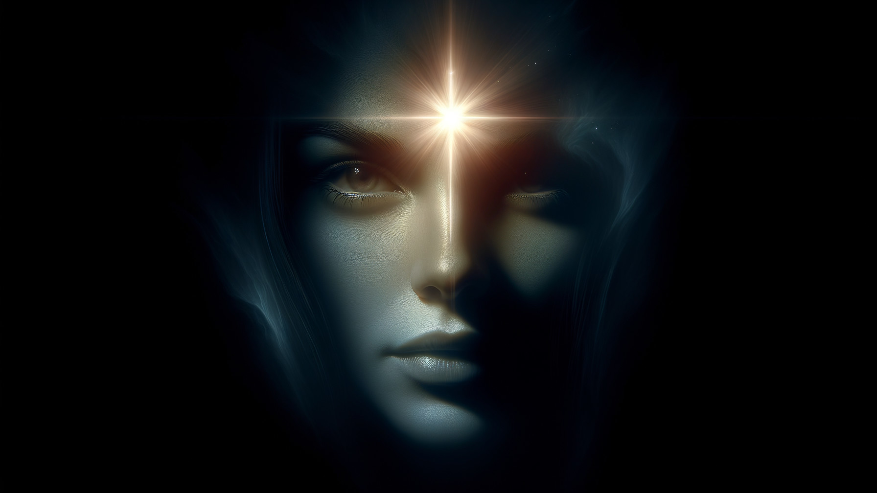 Ethereal Face Illuminated by Mystical Light