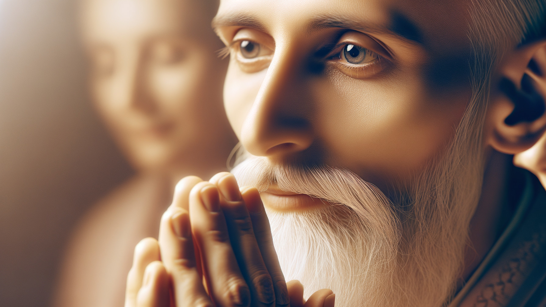 Digital Painting of a Man in Profile with Prayer Gesture