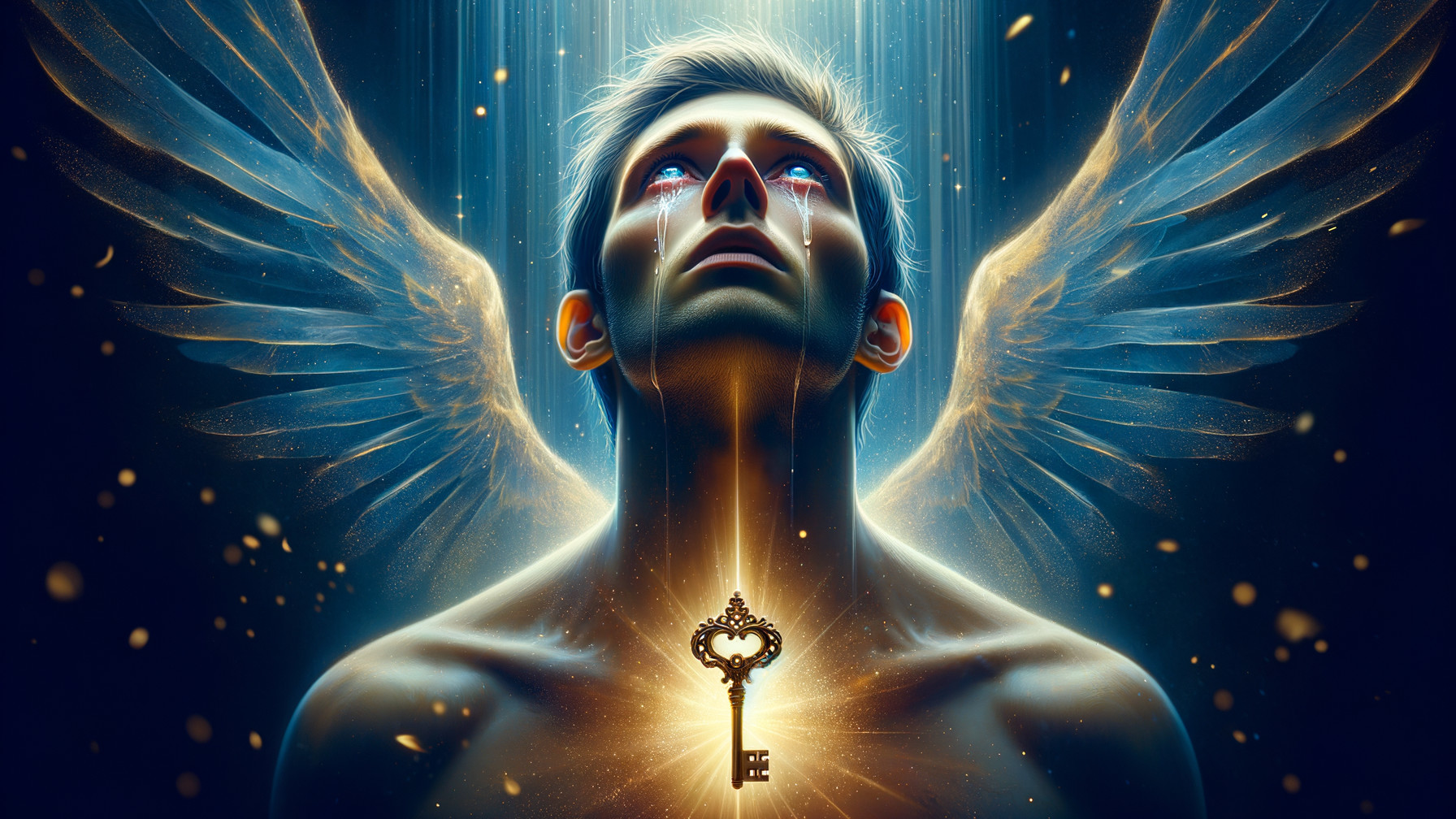 Celestial Figure with Wings and Illuminating Light