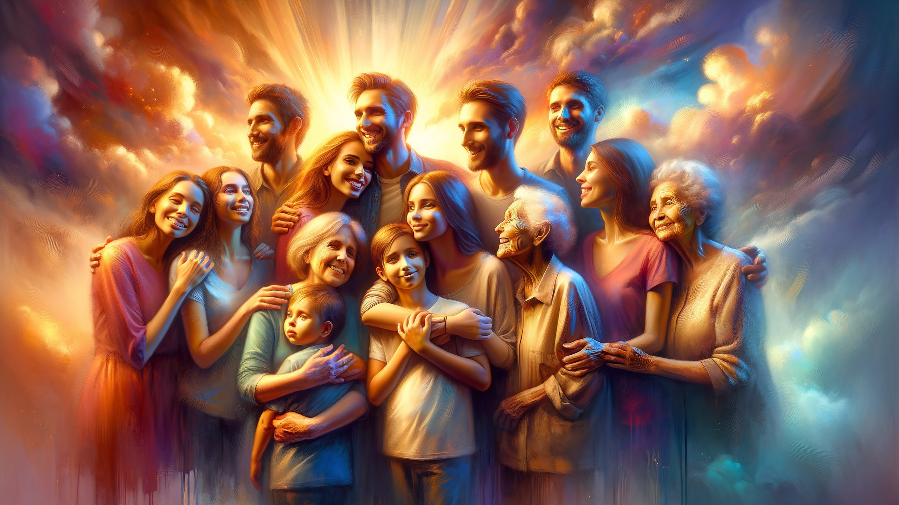 Diverse Group of Fifteen in a Warm, Dreamy Setting