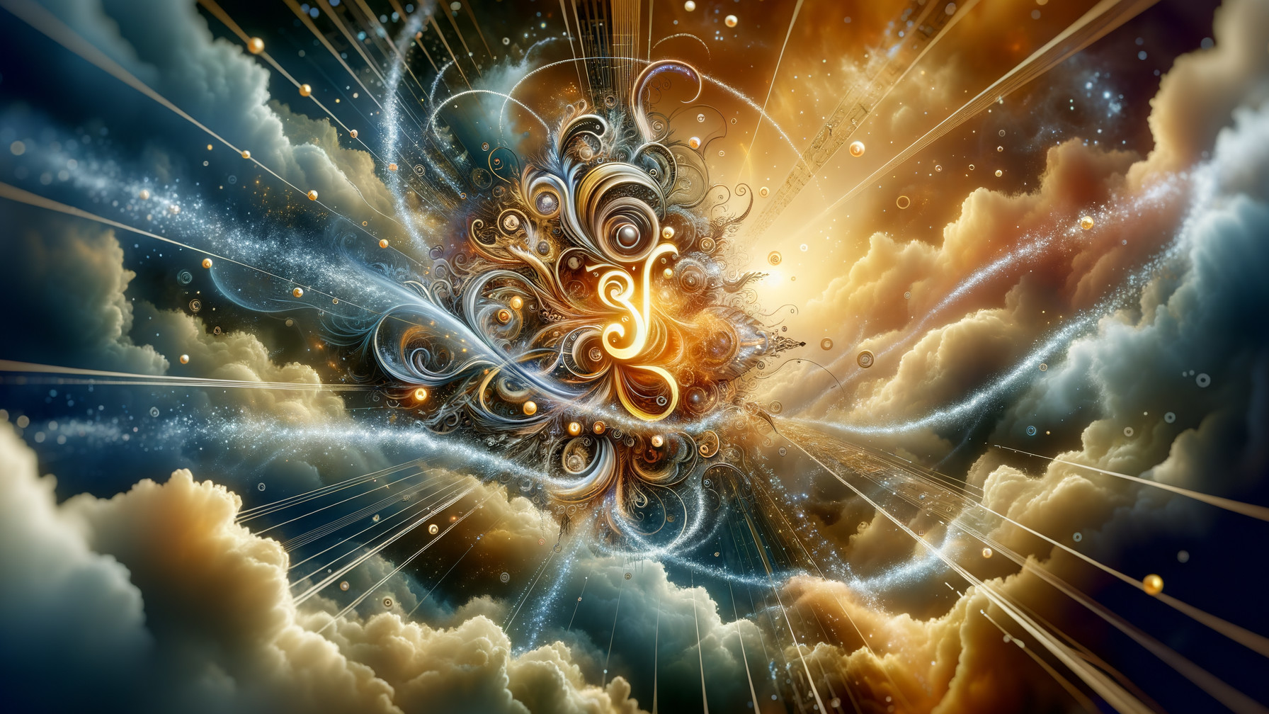 Vibrant Cosmic Scene with Swirling Patterns and Colors